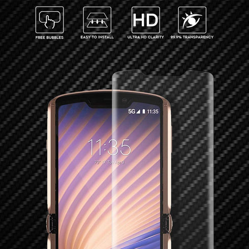 Orzero (2SET 8PCS) Compatible for Motorola Razr 5G 2020 Soft TPU Screen Protector and Back Protector (Not Glass), High Definition Anti-Scratch Bub...