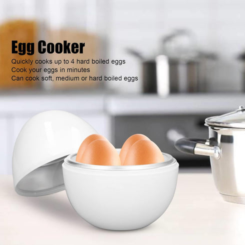Egg Cooker Hard Boiled Egg Cooker 4 Eggs Capacity Compact Design ABS Material Egg Shape Microwave Function Egg Boiler Egg Cooker Microwave Microwa...