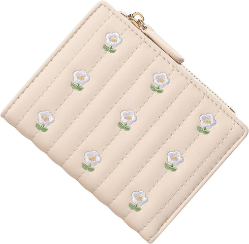 Womens Wallet - Small Kawaii Purse, Short Flower Girls Wallet Coin Purse with ID Window, Cute Leather Cash Pocket Wallets for Women, Girls, Ladies...