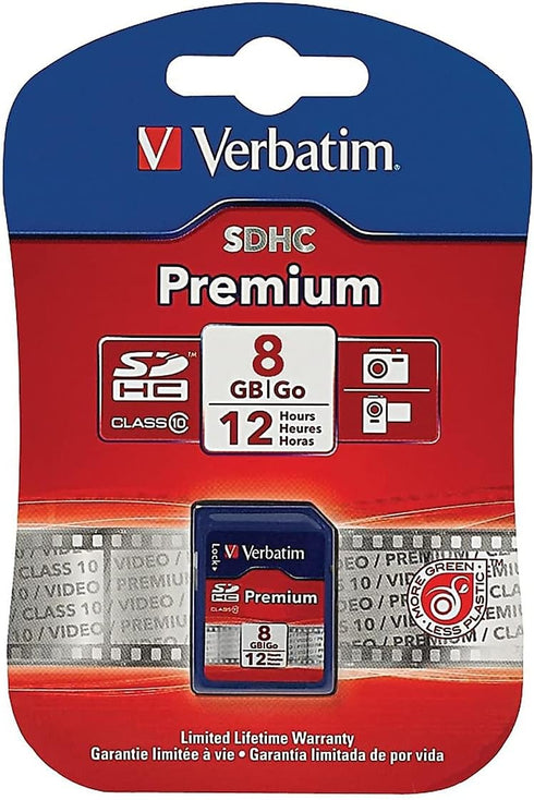 Verbatim 8GB Premium SDHC Memory Card, UHS-I V10 U1 Class 10, Blue (96318)...