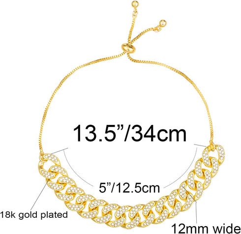 Gold Cuban Link Anklet for Women Men, 18K White Gold Plated Hip-hop Rhinestone Filled Ankle Bracelets for Women Teen Girls...