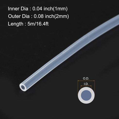 5m(16ft) 1mm(0.04") ID x 2mm(0.08") OD Silicone Tubing Clear Industrial Plastic Tubing Pure Silicone Hoses for Pump Siphoning Draining Irrigation ...