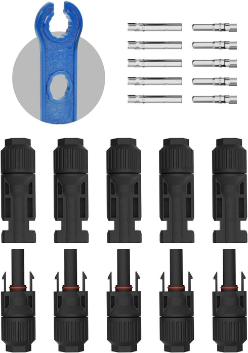 Solar Connectors Solar Panel Cable Connectors 11Pcs Male Female with Spanners 1000V 30A 10AWG ~ 14AWG Waterproof Dustproof Connector with 1 Spanne...