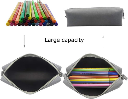 Enyuwlcm Fabric Stationery Stylish Simple Pencil Bag Small Square Waterproof Pencil Case Black and Gray 2 Pack...