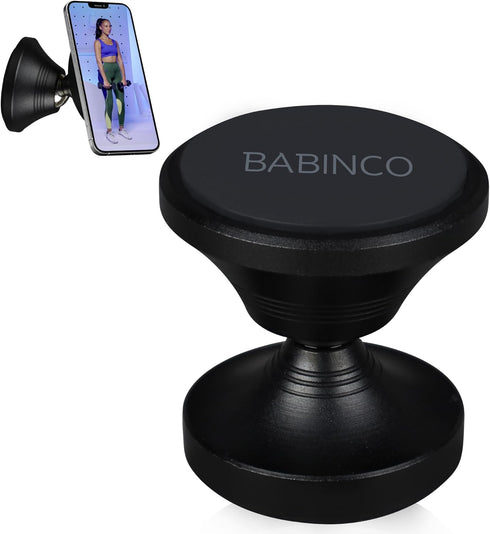 Dual Magnetic Phone Holder for Car & Gym - Cell Phone Magnet Mount with Rotating Ball Joint - Includes 5 Adhesive Metal Plates - Sticks to Exercis...