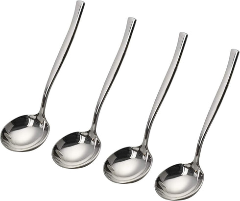 4-Piece Stainless Steel Gravy Soup Spoon, Small Soup Ladle Set...
