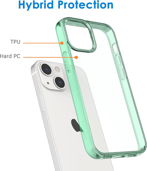 JETech Case for iPhone 13 6.1-Inch, Non-Yellowing Shockproof Phone Bumper Cover, Anti-Scratch Clear Back (Midnight Green)...
