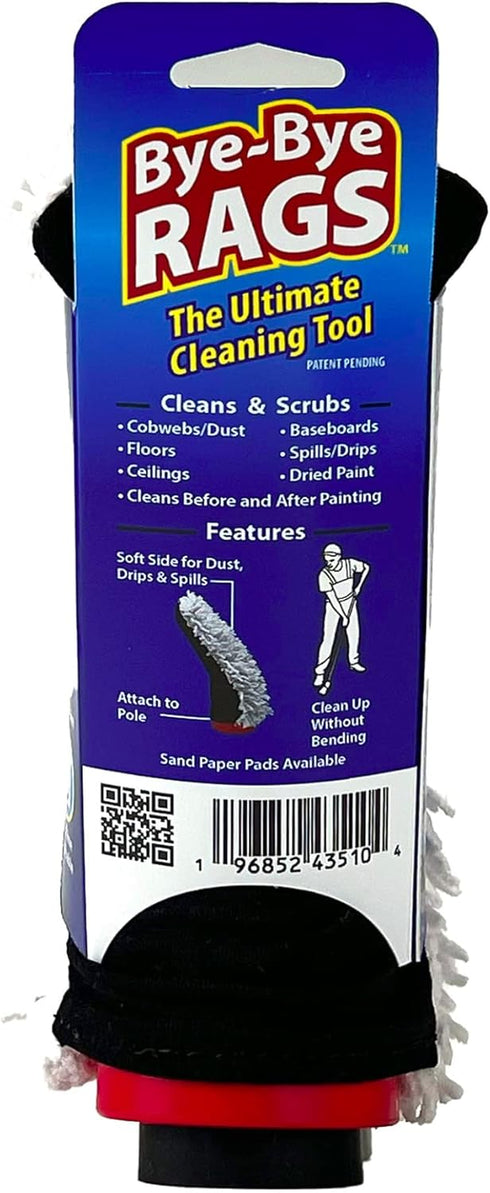 Baseboard Cleaning Brush | Attach to Broom Mop or Extension Pole | Absorbent Microfiber | for Paint Cleanup, Washing Walls, Baseboards, Ceiling, F...