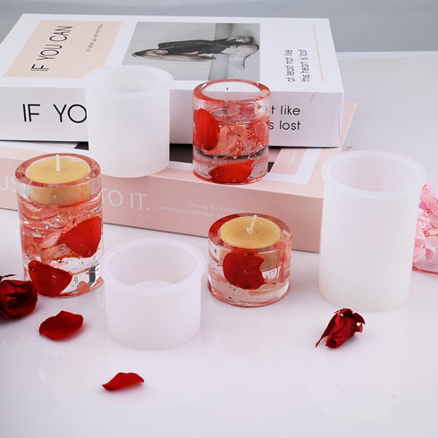 Actvty Candle Holder Resin Molds, Set of 3 Cylindrical Tealight Candle Holder Silicone Molds for Resin Casting DIY Table Centerpiece Wedding Party...