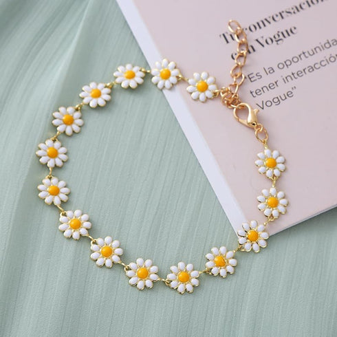 Flower Earrings for Women Bohemian Enamel Dangling Daisy Earrings Necklace Bracelet Jewelry Set Colorful Floral Long Dangle Summer Sunflower Earri...