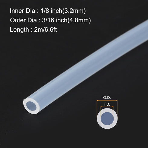 6.6ft 1/8" ID x 3/16" OD Silicone Tubing Clear 3.2mm x 4.8mm Industrial Plastic Tubing Pure Silicone Hoses for Pump Siphoning Draining Irrigation ...