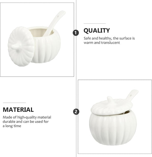 Hemoton White Pumpkin Bowl, Ceramic Soup Bowls With Lid Spoon Dessert Bowls Cereal Bowls Appetizer Side Dish For Soup Snacks Ice Cream Halloween P...