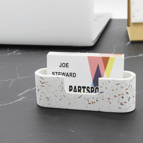 PARTSPOWER Business Card Holder for Desktop, Cement Horizontal Business Name Card Display Organizer, Desktop Accessory Business Name Card Organize...