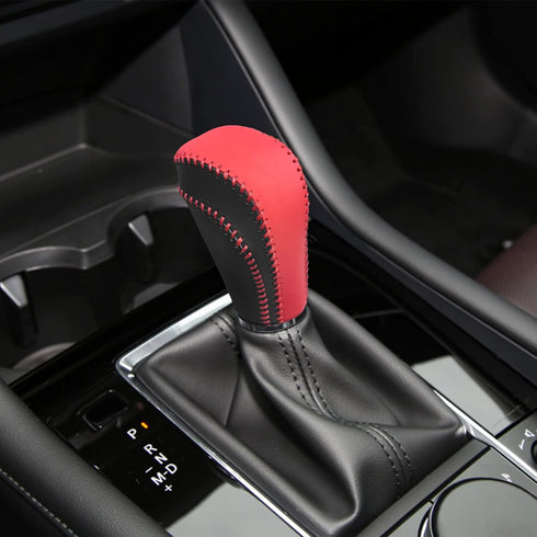 Compatible with DIY Genuine Leather Gear Shift Knob Cover Interior Accessories Protective Cover for Mazda CX-30 2020-2021 Mazda 3/Mazda 3 Hatchbac...