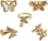 5 Pcs Butterfly Statement Rings Set for Women Girls Wedding Promise Engagement Cubic Zirconia Gold Plated Open Band Knuckle Rings Comfort Fit Fash...