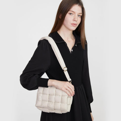 NAARIIAN Puffer Woven Bag Crossbody Purse for Women Padded Cassette Shoulder Bags Trendy Handbags Messenger...