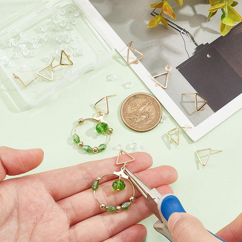BENECREAT 10Pcs 18K Real Gold Plated Triangle Shape Earring Studs Posts with Hole for Wedding, Anniversaries Festival Gifts and Favors - 10.6x10.6...