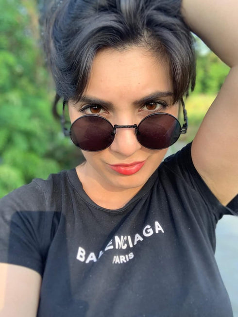 AIEYEZO Round Steampunk Sunglasses Circle Lennon Hippie Glasses Metal Frame 100% UV Blocking Lens...