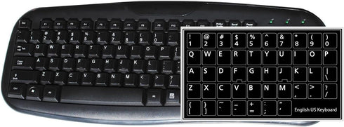 English US Non Transparent Keyboard Stickers Black Background 11x13mm...