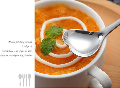 Cute Spoon, Heart Shape Spoon, Stainless Steel Coffee Spoon, Dessert Tea Appetizer Bistro Cake Ice Cream Sugar Spoons...