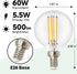 Dimmable G16.5 Bulbs 5.5W Equivalent to 60 Watt Filament Bulb for Home Room Spaces, E12 Edison LED Light Bulbs 500 Lumens Emit Warm White 3000K fo...