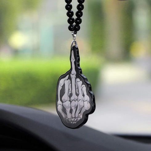 FJKWLC Car Rear View Mirror Pendant Car Pendant Acrylic Skeleton Hand Bones Rear View Mirror Charms Ornaments Mirror Trim Hanging Suspension Gift ...