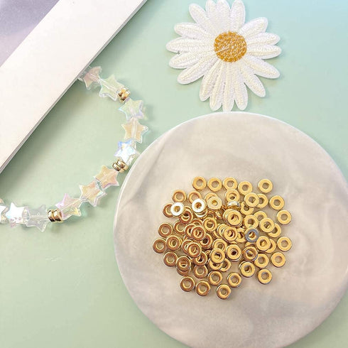 1200 Pieces 6mm Gold Disc Rondelle Spacer Beads for Bracelet Necklace DIY Crafts...