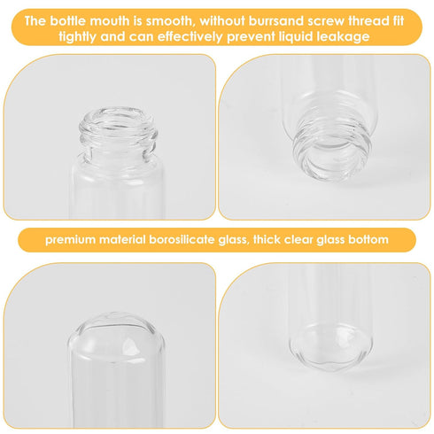 30ml Glass Clear Test Tubes with Screw Caps and Plastic Stoppers, 22 x 120mm Liquid Small Leak-Proof Glass Test Tubes, 6PCS...