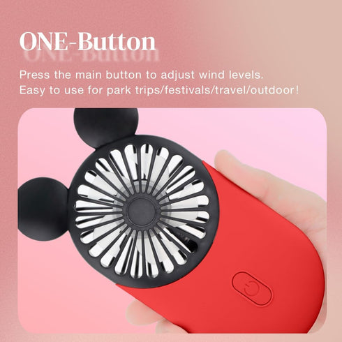 Cute Mouse Personal Mini Fan, Rechargeable Handheld USB Fan, 3 Adjustable Wind Speeds and Wearable Design, Portable Pocket Size for Indoor Or Outd...