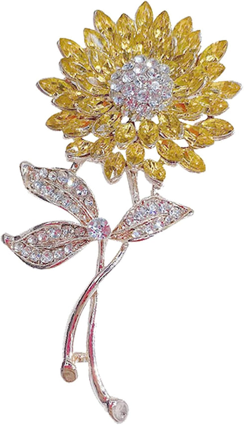 Brooch Pins Gold Sunflower Rhinestone Crystal Brooch Pins for Women Fashion Jewelry...
