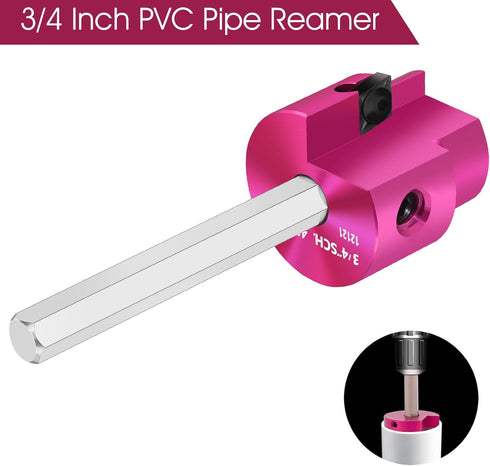PVC Fitting Saver 3/4-Inch Head, PVC Pipe Reamer, PVC Socket Saver with 1/4-Inch Hex Shaft, PVC Reamer Plastic Pipe Fitting Reamer for Plumbing Sc...