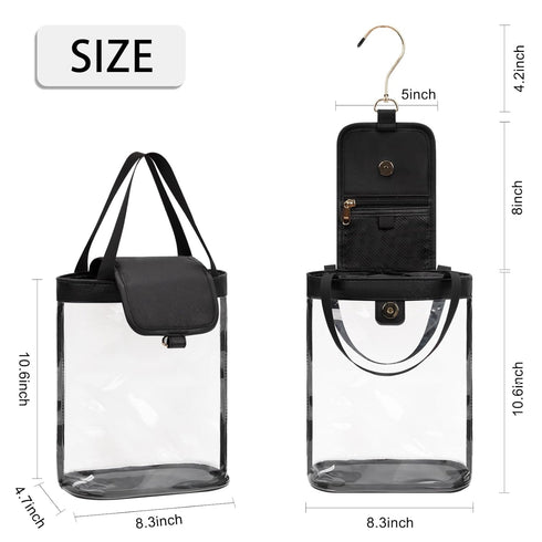 Travel Toiletry Bag, Clear Hanging Toiletry Bag for Women Men, Waterproof Travel Bag for Toiletries, Transparent Makeup Bag Cosmetic Organizer, Po...