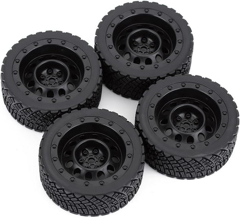 4PCS 65mm RC Rally Car Rubber Tires and Plastic Vintage Wheel Rims 12mm Hex Compatible with 1/10 RC On-Road Rally Racing Car for Tamiya Sakura HSP...