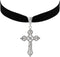 Sacina Gothic Cross Necklace, Zinc Alloy Black Cross Necklace, Halloween, Christmas Goth Jewelry Gift for Women (Silver Color Cross Choker)...