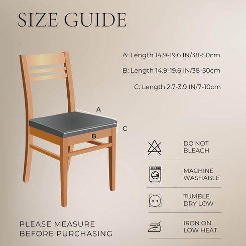 SearchI Stretch dining chair seat covers set of 2, Soft Removable Washable seat covers for dining chairs, dining room seat cover protector (Rear-c...