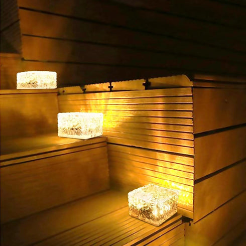 Solar Outdoor Lights Solar Brick Lights Waterproof 3 Pack Solar LED Landscape Lights Solar Ground Lights for Garden Courtyard Pathway,Christmas Fe...
