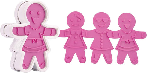 Tovolo Gingerbread Girls Templates Reverse, Dishwasher Safe, Set of 6 Cookie Stamps with Cutter...