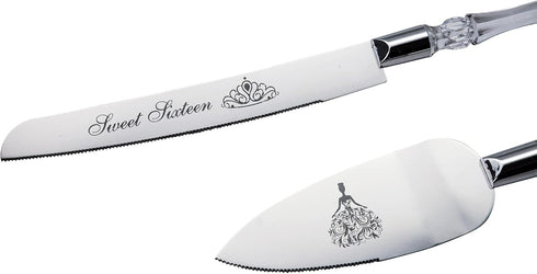 Lassos Boutique Sweet Sixteen16 Quinceanera Cake Serving and Knife Set, Birthday Cake Cutting Set. Feliz 16 Anos Decoration, Acrylic Handle, Stain...