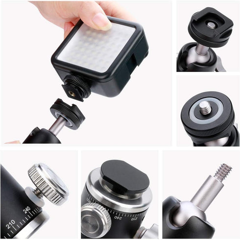 Camera Tripod Mini Ball Head Mount with Cold Shoe - Metal Professional Panoramic Ballhead 360° Pan 90° Tilt Tripod Mount Adapter with 1/4" Screw f...