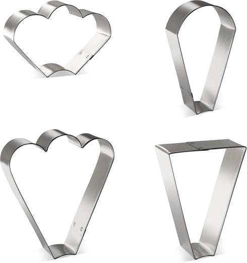 Foose Brand Cookie Cutters 4 Piece Platter Cookie Cutter Set 3 3/8 inTrapezoid, 4 in Teardrop Round, 3 in Clam and 4.5 in Fan Three Bumps, USA Mad...