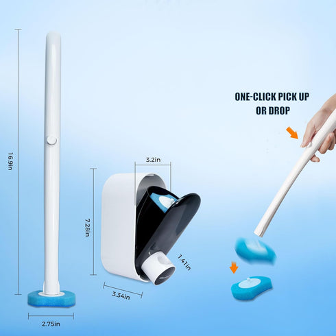2Pack Disposable Toilet Brush and Holder with 16 Toilet Bowl Wand Refills Loaded Scrubbing solution for Toilet Cleaning, Bathroom Cleaning Supplie...
