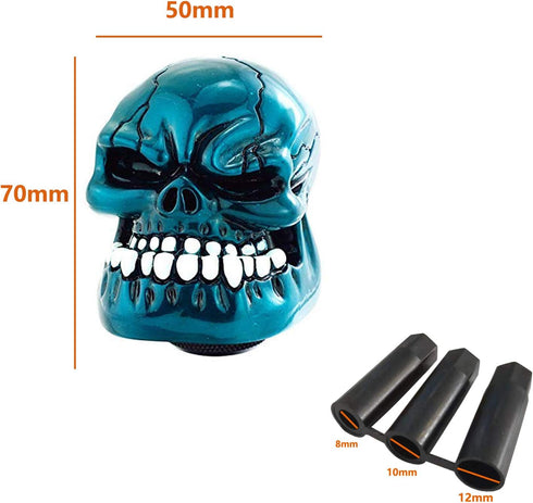 Lunsom Skull Shift Knobs Resin Shifter Head Most Car Transmission Shifting Stick Handle Fit Most Automatic Manual Vehicle (Metal Blue)...