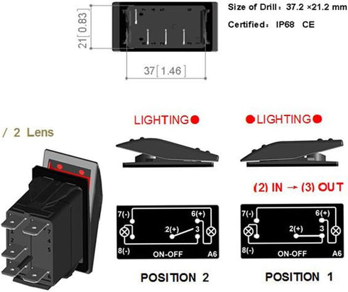 ESUPPORT Car 12V 20A Light Button Rocker Toggle Switch Blue LED Rear Light ON OFF 5Pin...