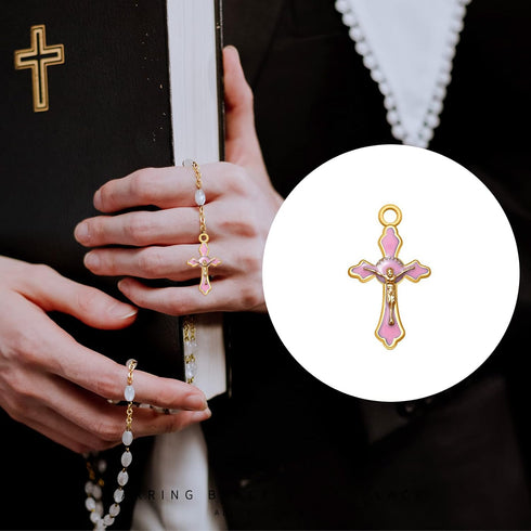60Pcs/30Set Rosary Making Kits Supplies Religion Cross and Center Medal Charms Alloy Picture Jesus Enamel Pendant for Diy Prayer Necklace Jewelry...