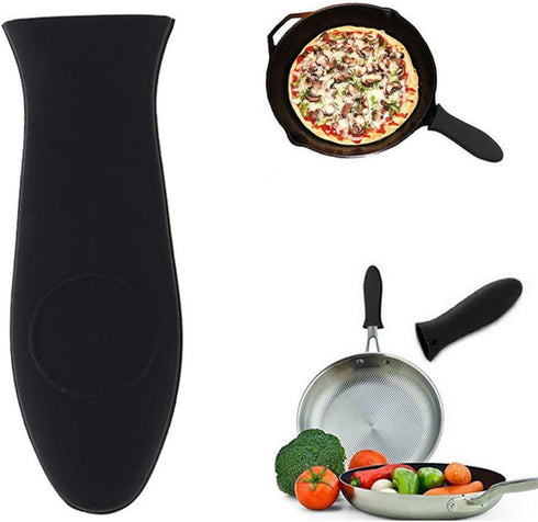 Silicone Hot Handle Holder Non-Slip Pot Iron Grip Sleeve Cover for Kitchen Home (Black)...