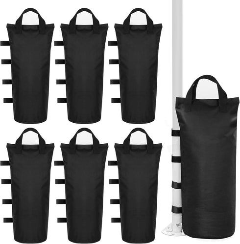 6 Pack Canopy Weight Sand Bags Black 168 LBS Large Canopy Support Frame Fixed Sandbag Windproof Sandbag for Instant Outdoor Sun Shelter Patio Umbr...