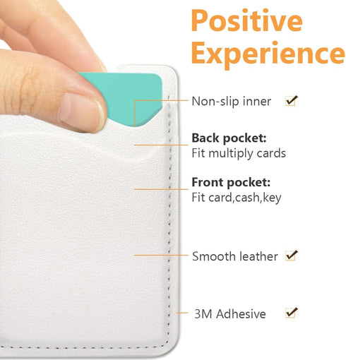 Phone Wallet, Leather Phone Card Holder, Stretchy Card Holder for Back of Phone Credit Card Holder for Phone Case Compatible with Most of Cell Pho...