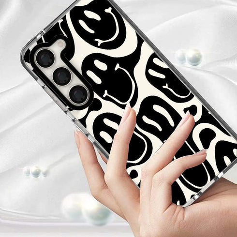 Black Funny Face Trendy Cute Clear Phone Case for Samsung Galaxy S21 Plus 6.7" with Built-in Bumper Shockproof Protective Cover for Galaxy S21 Plu...