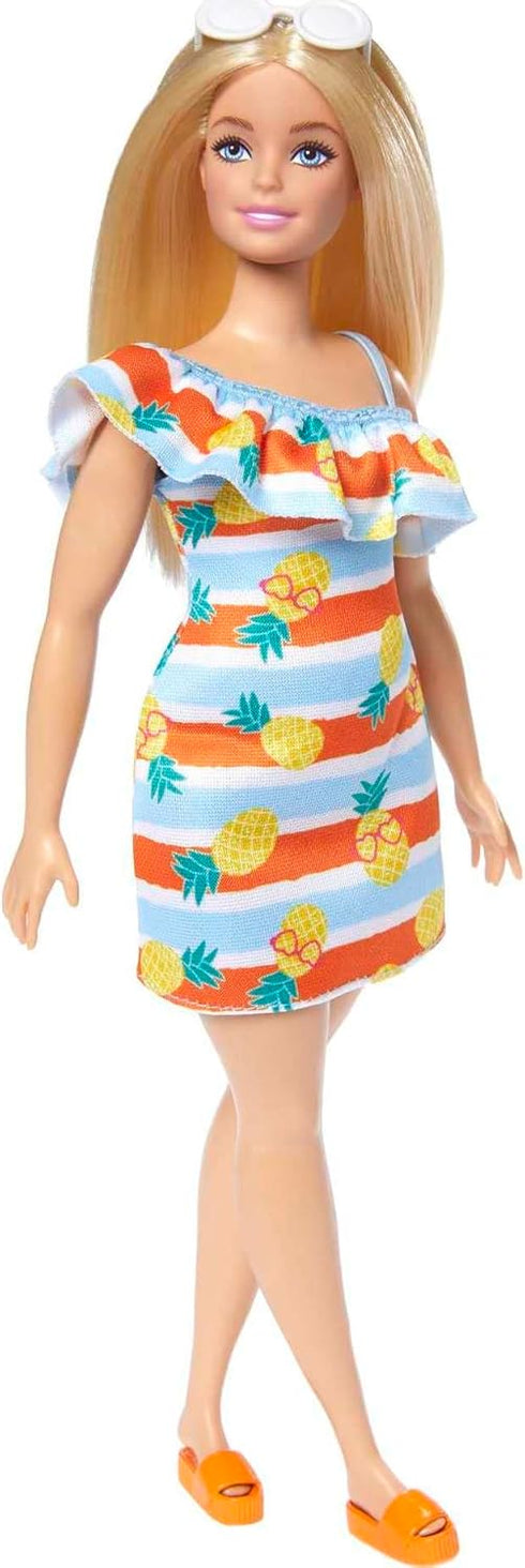 Barbie Loves the Ocean Doll, Blonde with Floral Sundress and Accessories, Doll and Clothes Made from Recycled Plastics...