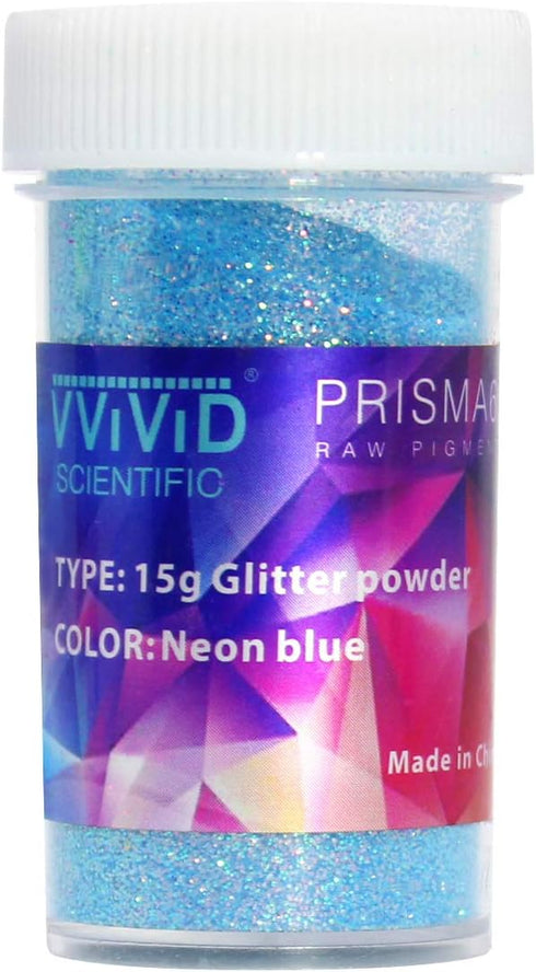 VViViD Prisma65 Neon Blue Fine Glitter Powder for Arts & Crafts 15g Jar (1 Unit)...